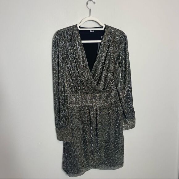 $415 The Kooples Metallic Pleated Mini Dress NWT - Picture 9 of 10